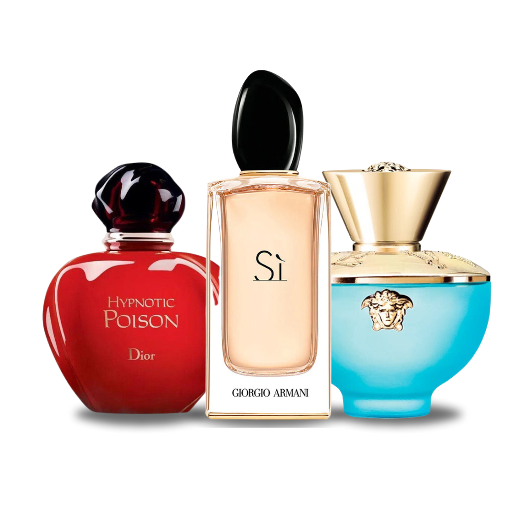 Sonderangebot: 3 Parfums – Dior HYPNOTIC POISON, Giorgio Armani SÌ und Versace DYLAN TURQUOISE 100 ml
