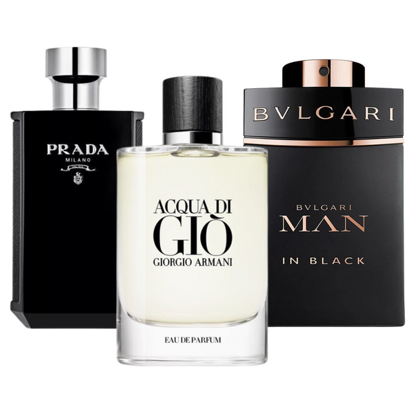 Sonderangebot: 3 Parfums – Bvlgari In Black, Giorgio Armani Acqua Di Gio und L'Homme Prada Intense 100 ml